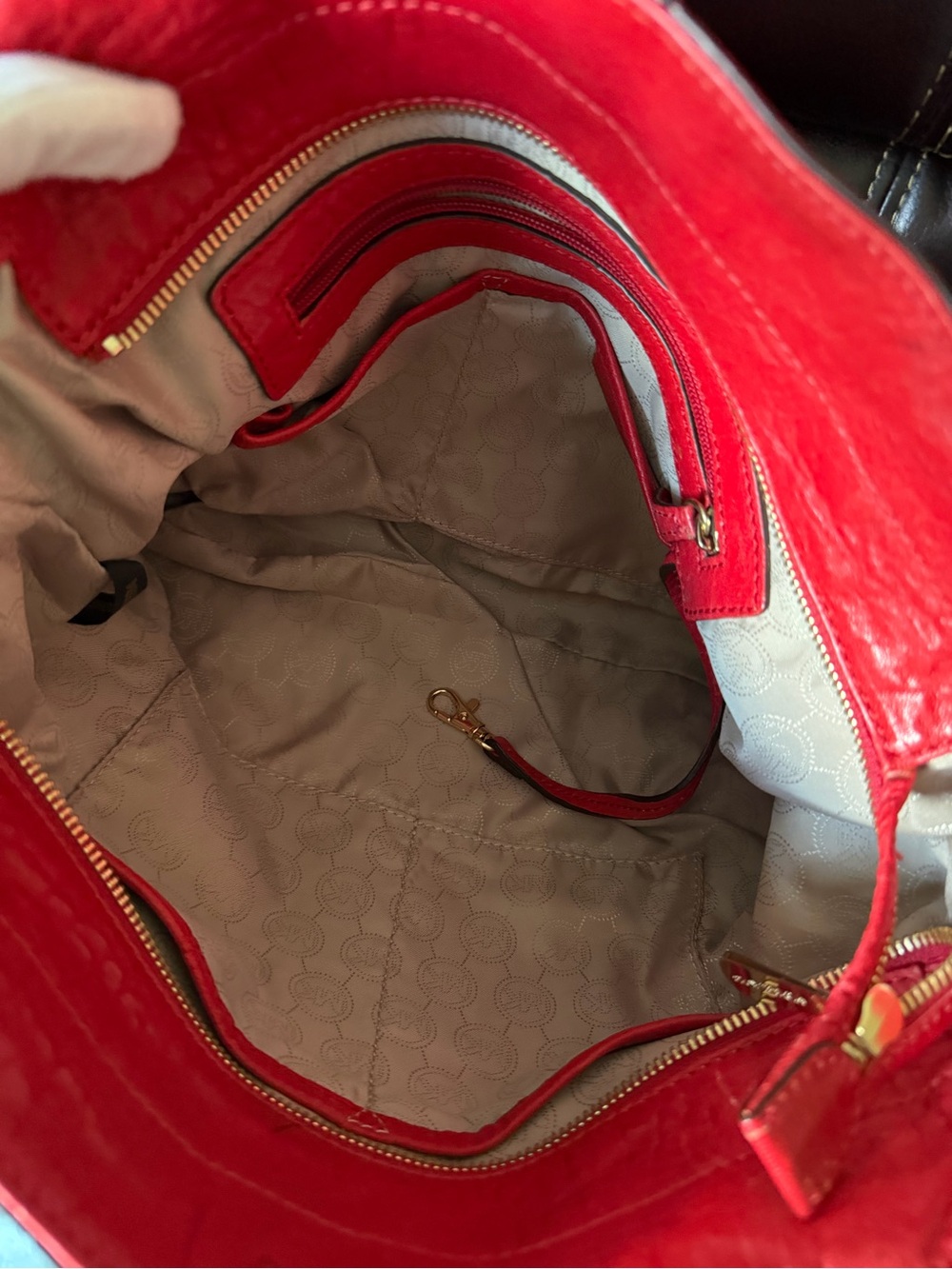 Michael Kors Red Leather Studded Tote with Gold Hardware - Picture 14 of 17